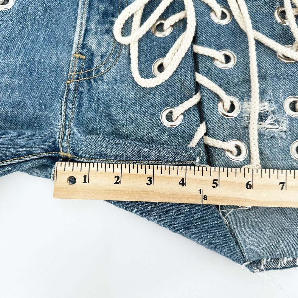 Samaria Leah X Vintage Levi's Reworked Jeans Denim Shorts 26X4 Upcycled Grunge - Picture 7 of 9
